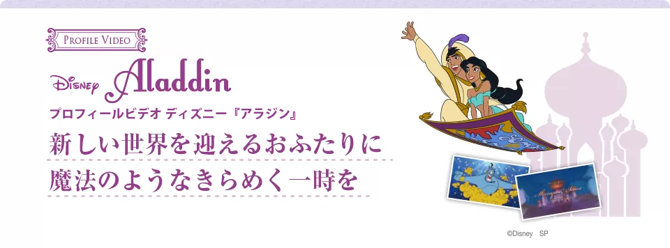 Aladdin 世代を超えて愛され続ける「アラジン」をテーマに、コミカルで楽しくそしてロマンチックにおふたりをご紹介します。